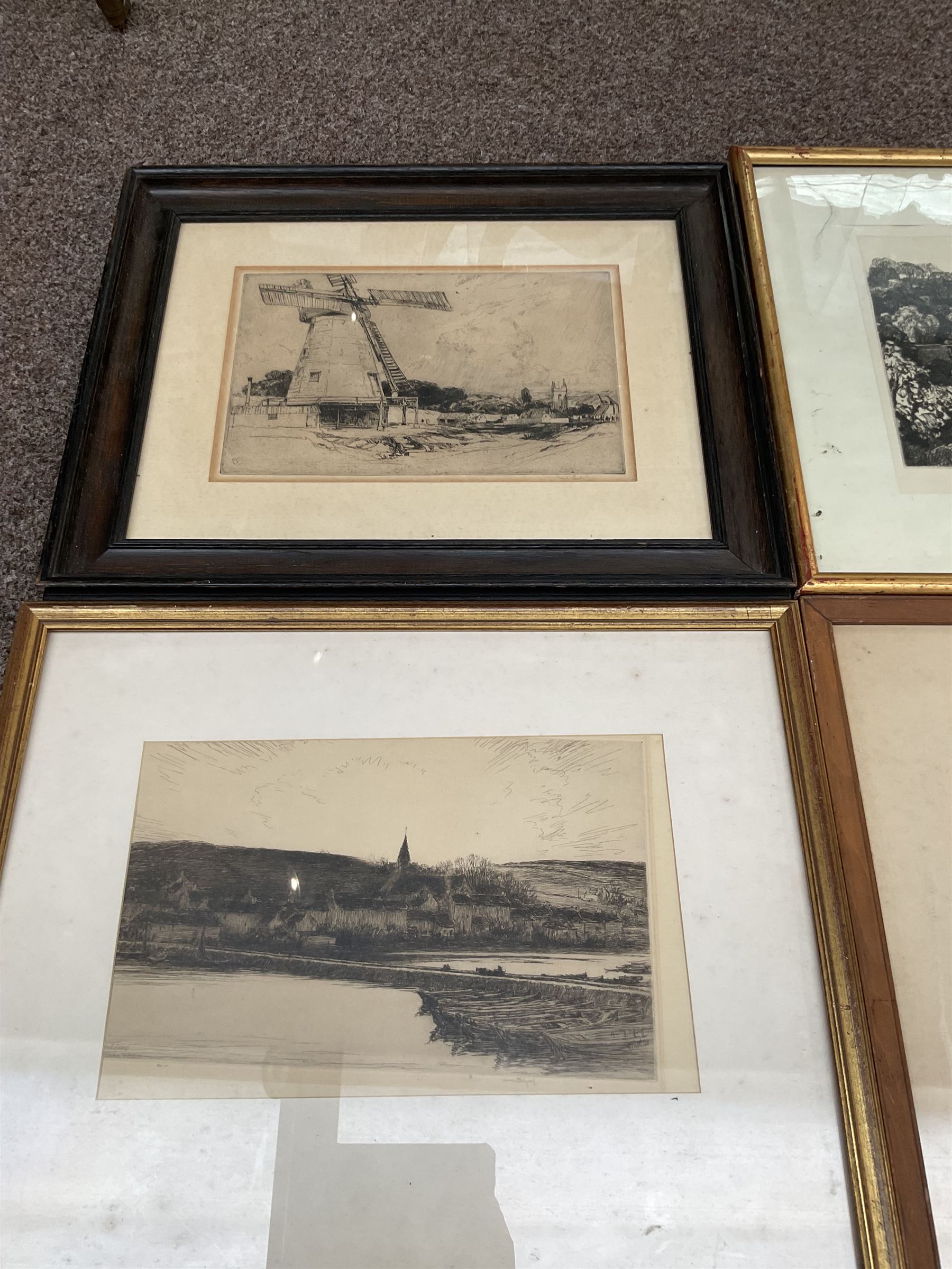 Collection of etchings, artists including Frank Short, Leonard Russell Squirrell, Malcolm Osbourne, Alfred Bentley, Samuel Chamberlain, Sidney Tushingham, Hedley Fitton, etc (16)