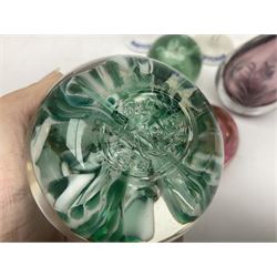 Five Babycham glasses, together with five paperweights, to include examples from Liskeard glass etc