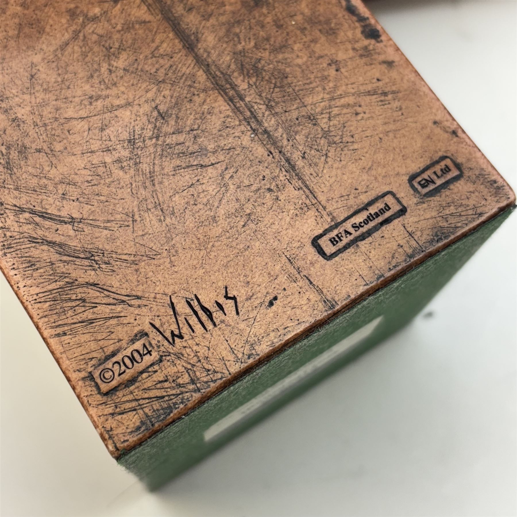 Two Border Fine Arts Gallery Of Modern Art sculptures, modelled as Puffin RW001A and Owl RW002A