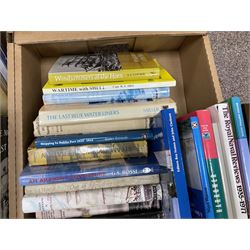 Collection of militaria and maritime books, including Vernet (Carle) La Grande Armee De 1812, The Medley of Mast and Sea, Gruno 1937-2002 etc, four boxes  
