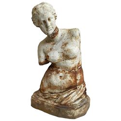 After Alexandros of Antioch - large cast iron figure of Venus de Milo or Aphrodite of Melos, depicting the torso and head