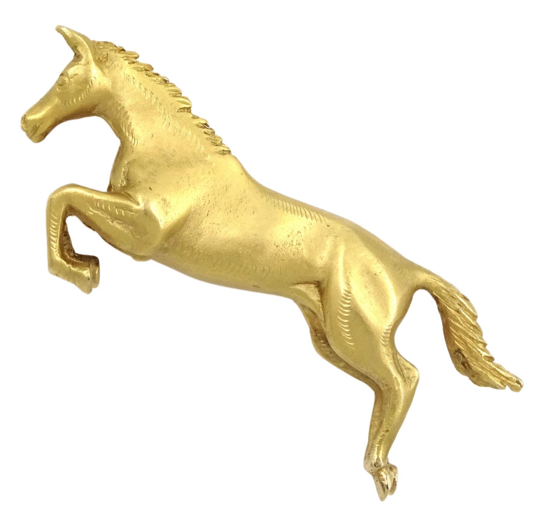 9ct gold jumping horse brooch by Alabaster & Wilson, Birmingham 2000