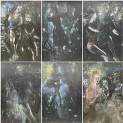 G Lance (British 20th century): Female Figures and Dancers, folio of twelve chalk on board studies signed max 78cm x 60cm