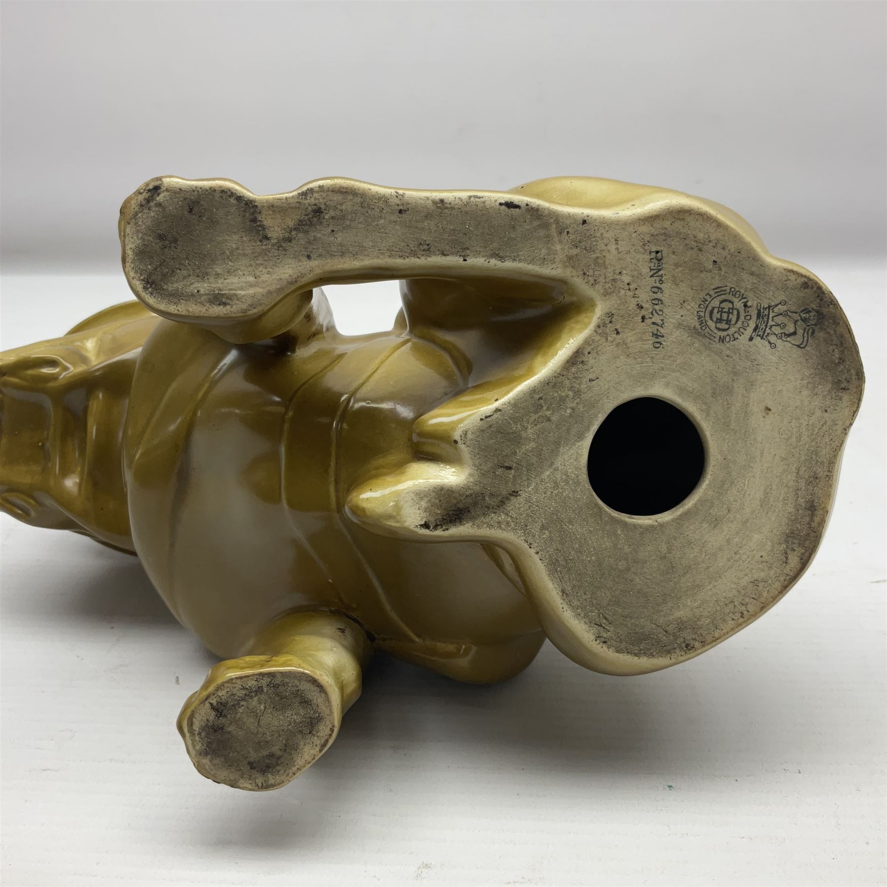 Royal Doulton Tommy Bulldog figure, modelled in World War One army costume, khaki glazed, with printed mark beneath, H16cm 