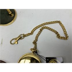 Franklin Mint John Wayne commemorative pocket watch with chain under glass dome, with certificate