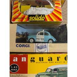 Collection of diecast model vehicles, including Corgi, Vanguards, Solido and LLedo examples