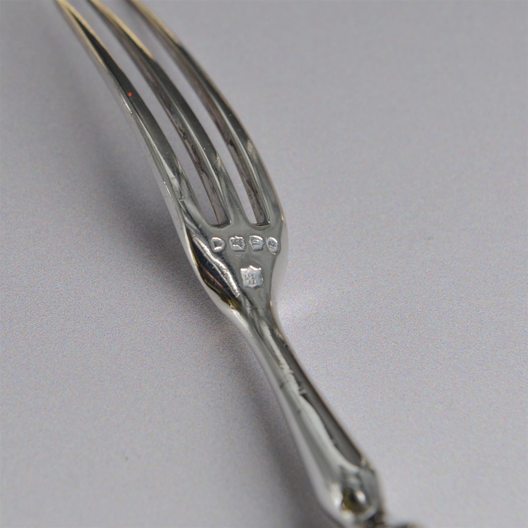 Set of six Victorian silver dessert knives and forks, with ivorine handles, hallmarked William Hutton & Sons (Edward Hutton), London 1880