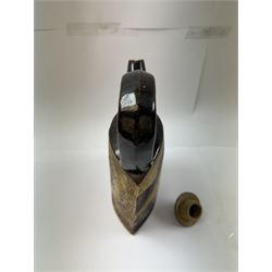 John Maltby (British 1936-2020): studio pottery teapot decorated with flowers, the spout and handle with tenmoku glaze, signed beneath, including handle H29cm