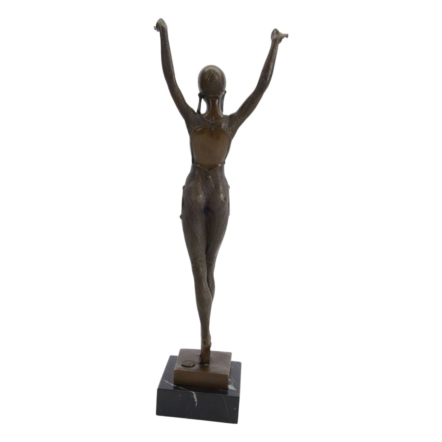 Art Deco style bronze, Starfish dancer, upon a black marble plinth, after Dimetri H Chiparus, signed and with foundry mark, H42cm