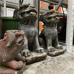 Set of four cast stone Chinese garden ornaments and green glazed terracotta pot - THIS LOT IS TO BE COLLECTED BY APPOINTMENT FROM DUGGLEBY STORAGE, GREAT HILL, EASTFIELD, SCARBOROUGH, YO11 3TX