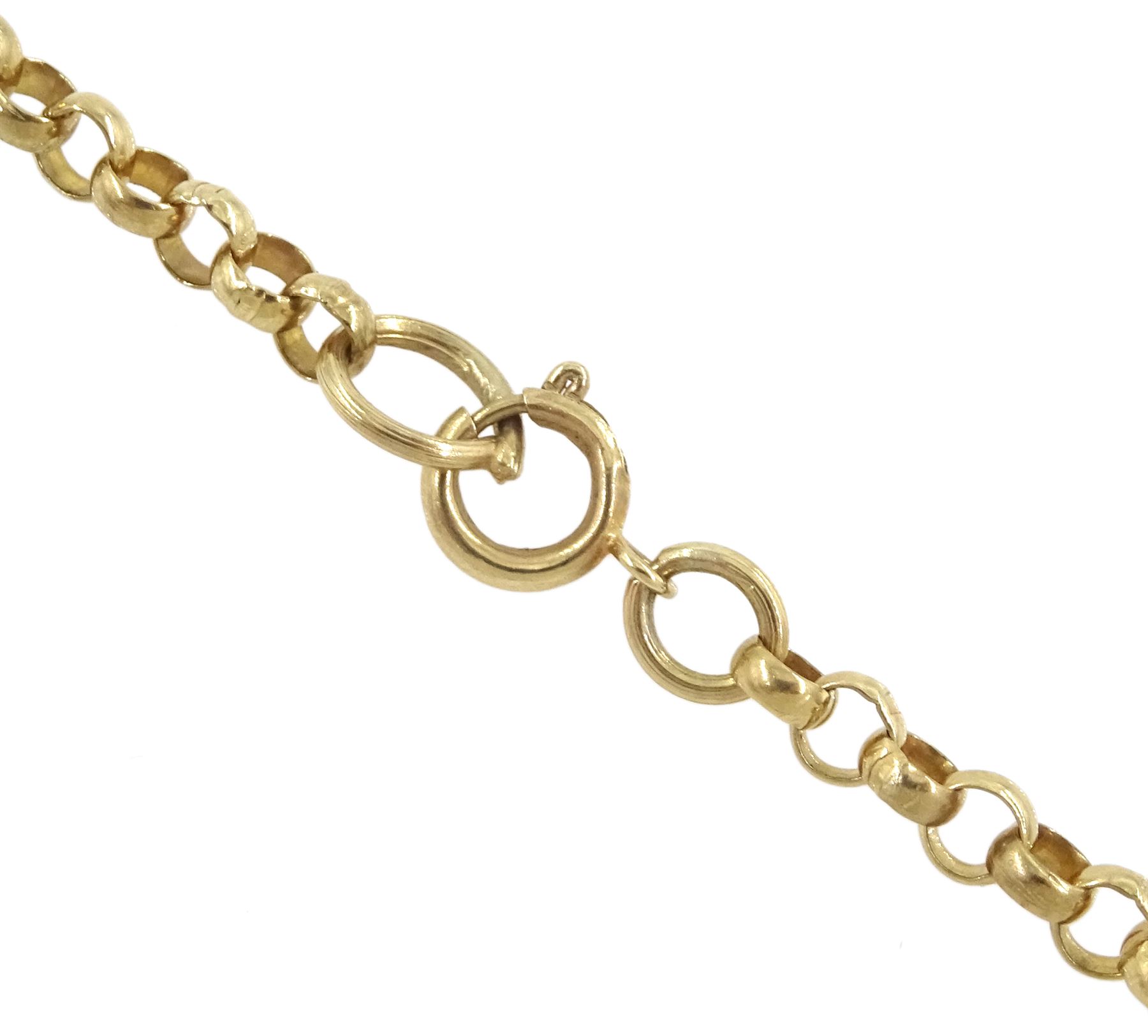 King George III 1791 gold spade guinea coin, soldered 9ct rose gold mount, on 9ct gold belcher link chain necklace