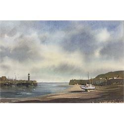John Barrie Haste (British 1931-2011): Small Coastal Harbour, watercolour signed 34cm x 50cm