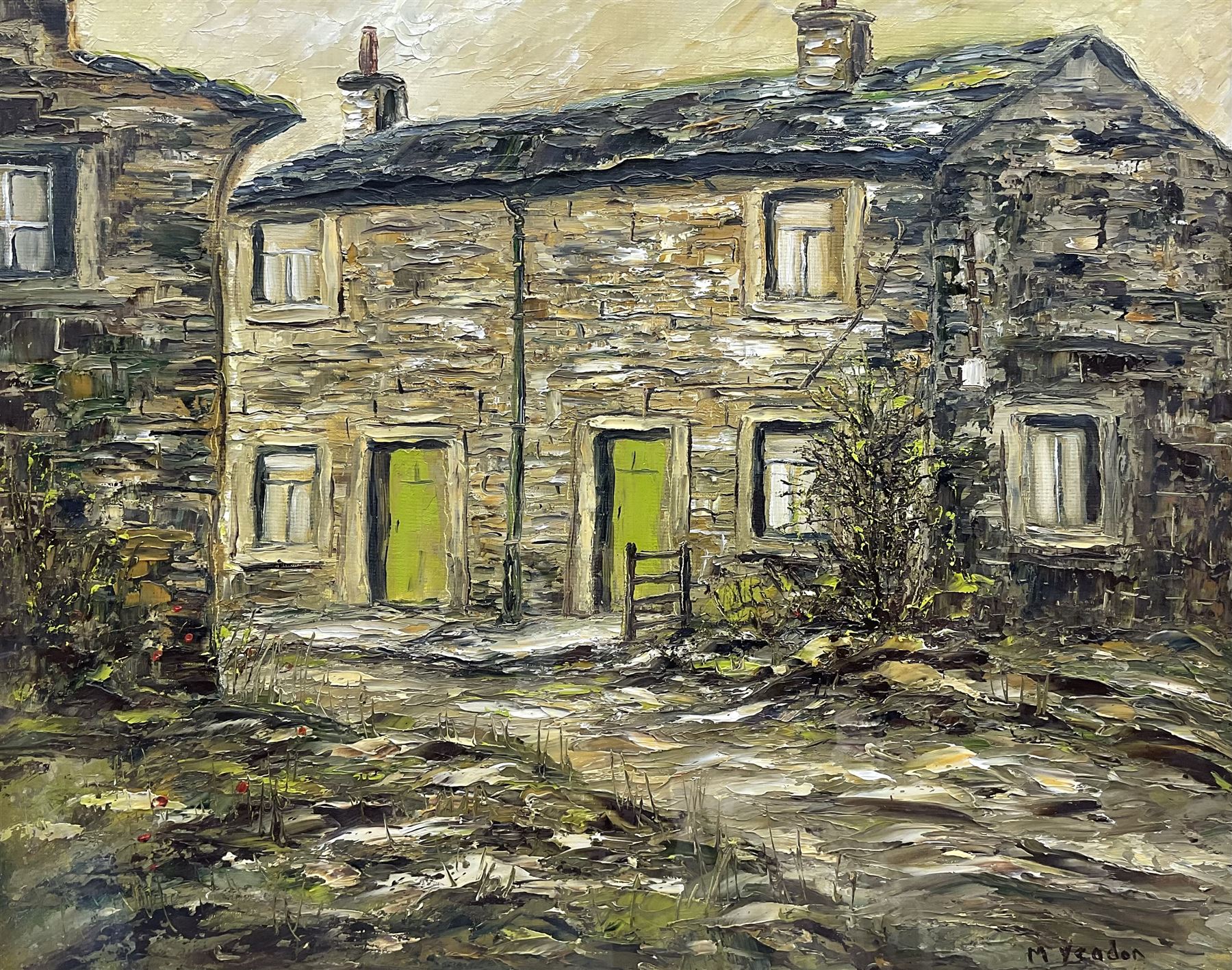 M Yeadon (Northern British contemporary): 'Farm Cottage Linton Wharfedale', oil on board signed; LG Kersley (British 20th century): 'Arncliffe Littondale', watercolour signed titled and dated 1981 max 40cm x 50cm (2)