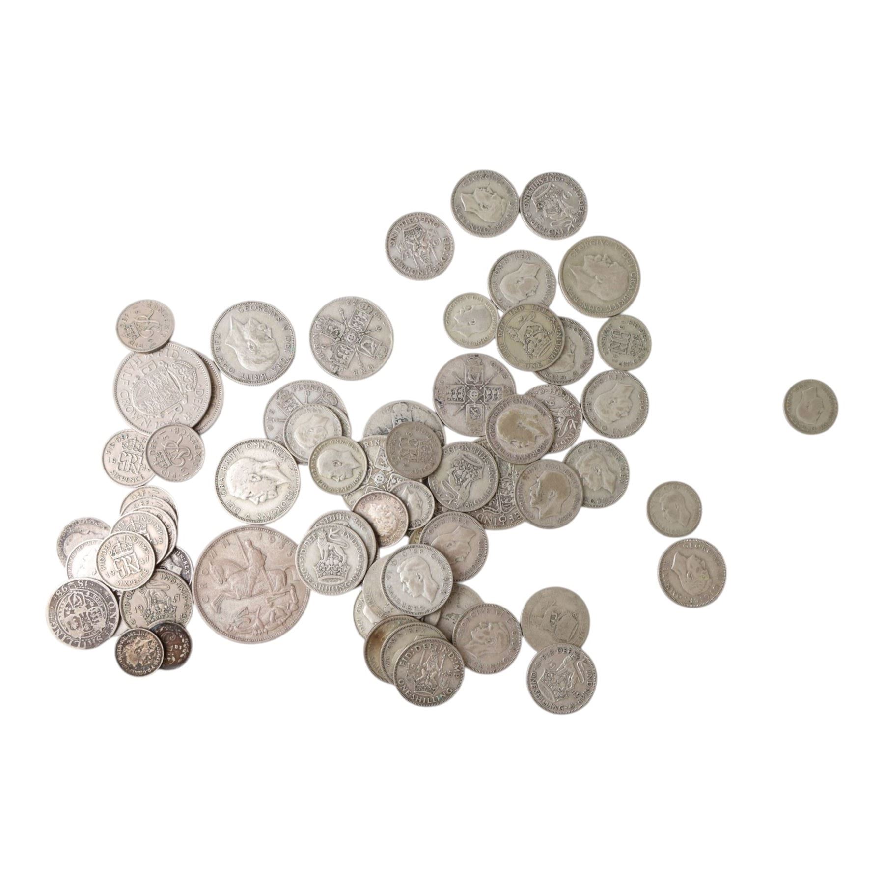 Approximately 1240 grams of Great British pre-1947 silver coins