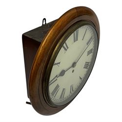 English - Early 20th century 8-day oak cased wall clock c1920, with a spun bezel and 12