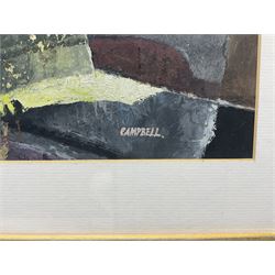 Robert G Campbell (British act.1942-1974): Abstract, mixed media signed 26cm x 71cm