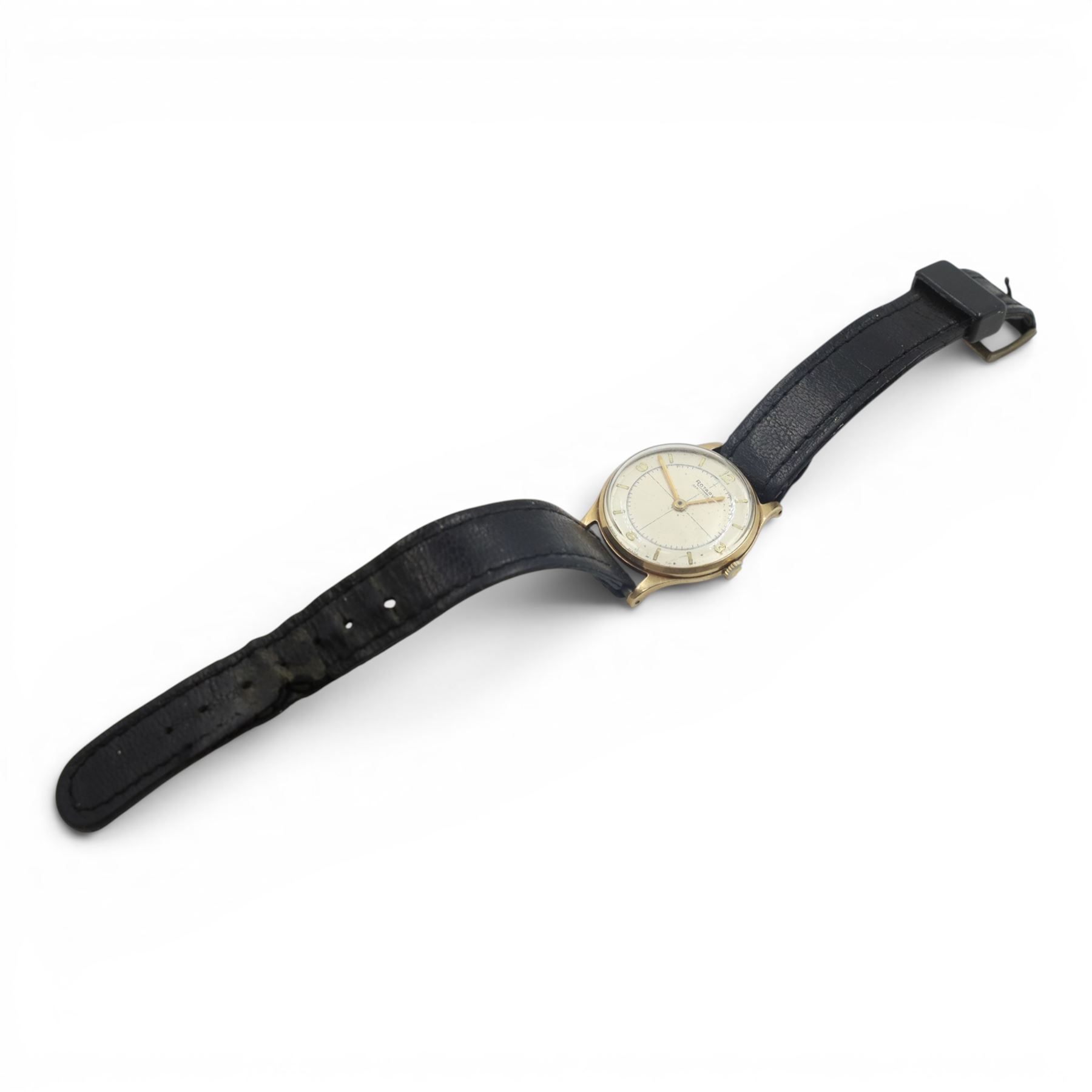 9ct gold cased Rotary wristwatch on leather strap