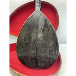 Early 20th century Italian Rafaele Disantino eight-string mandolin with two-piece back and spruce top with stamped Rafaele Disantino signature; bears maker's label L61cm; in wooden carrying case