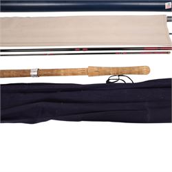 Four fishing rods, comprising Orvis Graphite 15ft 3, Thomas & Thomas 15ft, Bruce & Walker Cordon Bleu 15ft and Bruce & Walker 16ft 6in