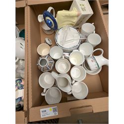 Old Tupton Ware vase, Royal Doulton Juno pattern dinner wares and other ceramics, in three boxes, etc