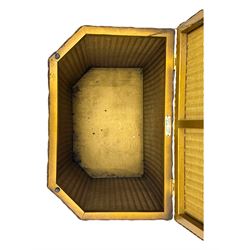 Lloyd Loom - mid-20th century 'Lusty' wicker laundry basket, hexagonal form with gilt painted finish, hinged top with glass insert