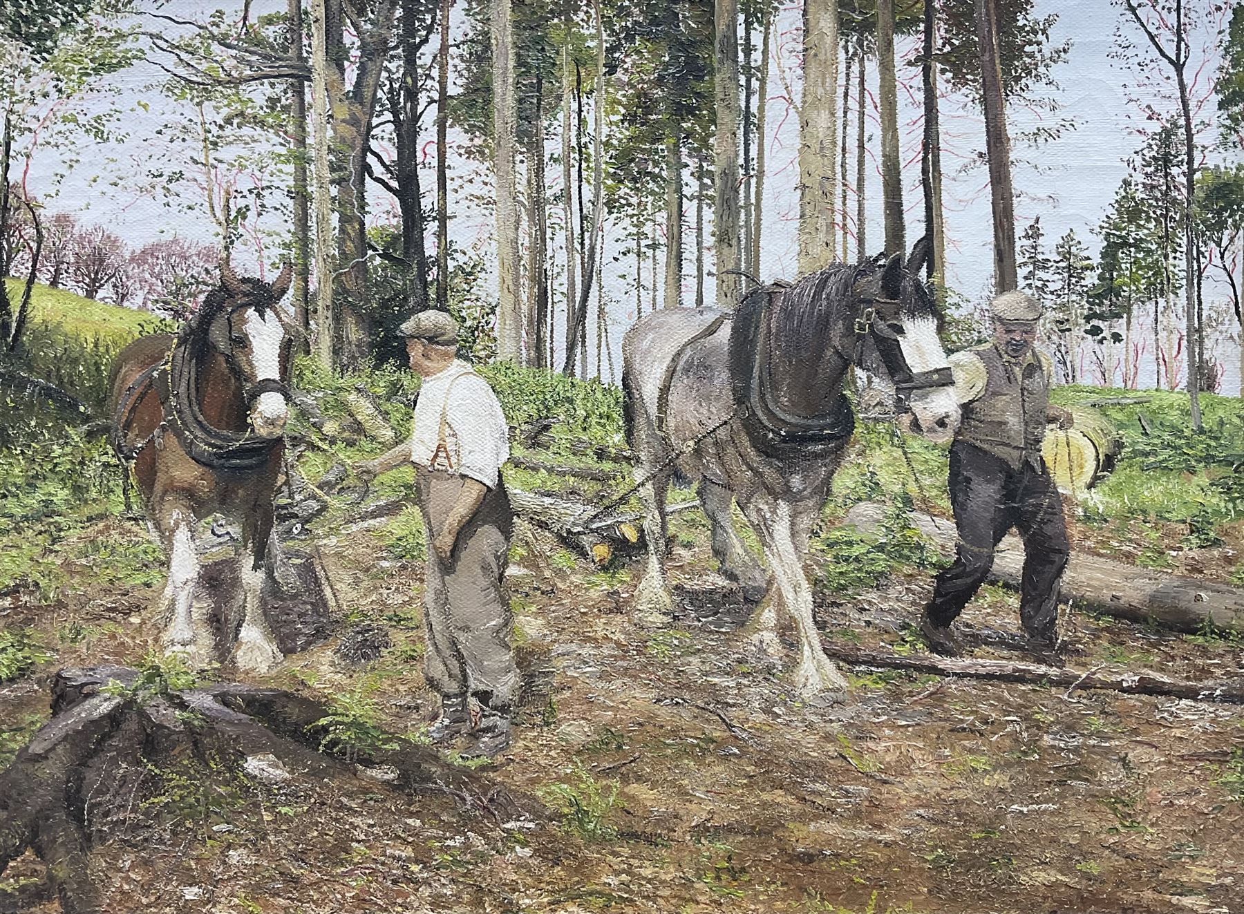 Elaine Broadley  (Yorkshire 20th Century): 'Good Day's Work', oil on canvas signed, titled and dated 1986 verso, with Yorkshire Artists Exhibition catalogue 29cm x 39cm 