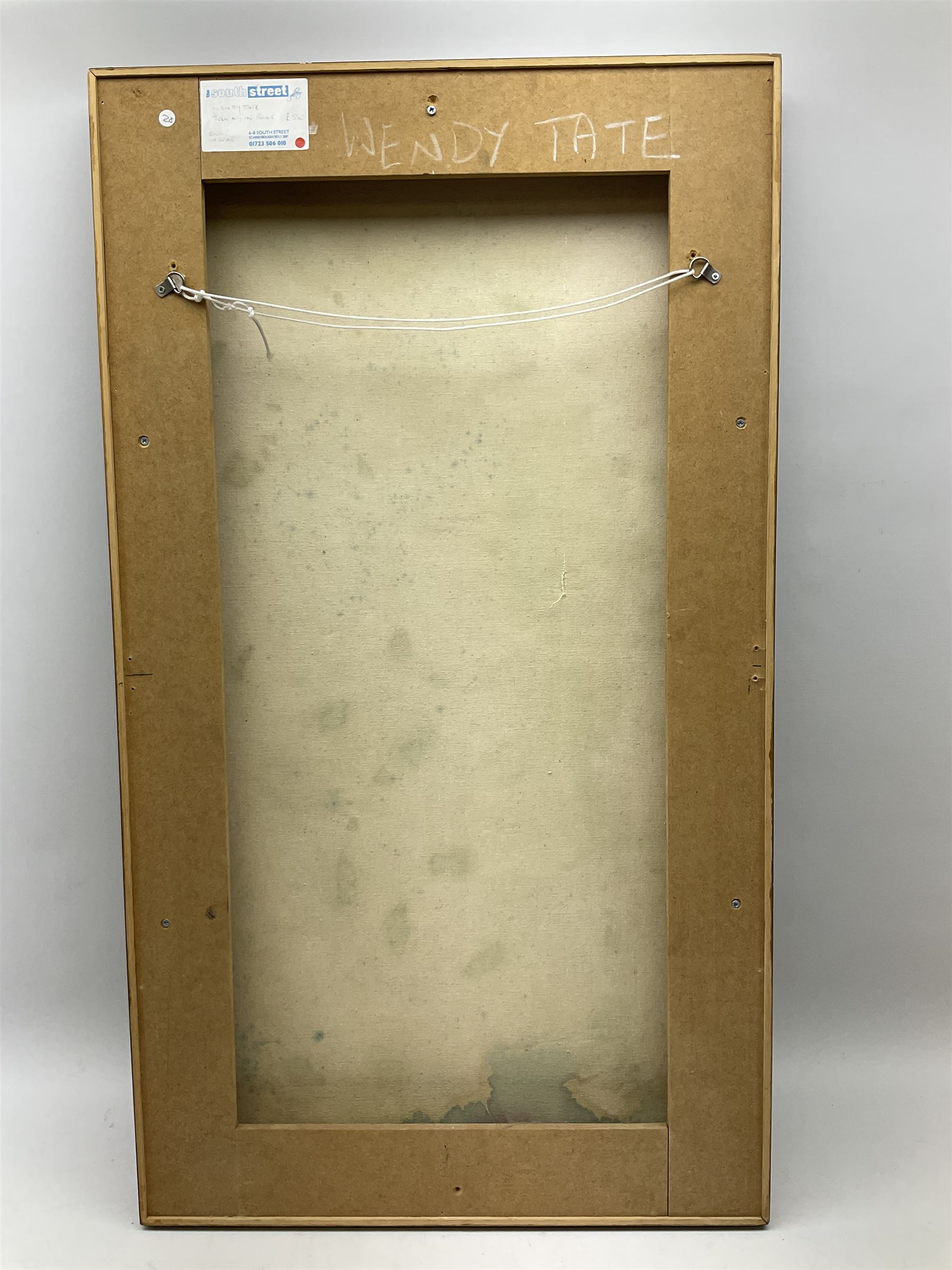 Wendy Tate (Northern British contemporary): 'Turning in Blue', oil on canvas unsigned, inscribed verso 92cm x 50cm
Notes: Scarborough artist, exh. the South Street Gallery