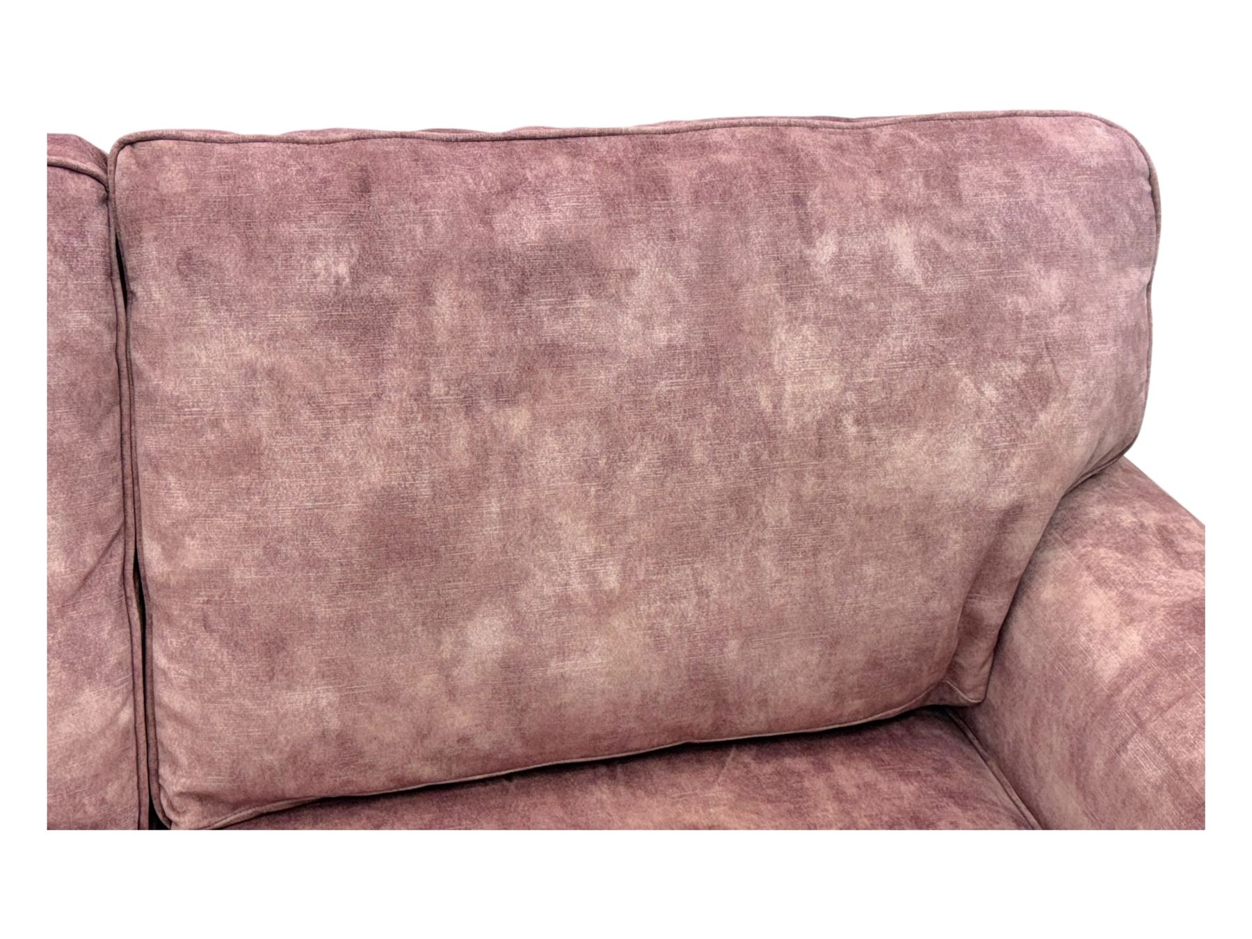 Contemporary Alstons ‘Memphis’ sofa bed, upholstered in ‘Dusk Velvet’ polyester blend, featuring broad arms, two seat cushions, and a concealed fold-out metal action bed with mattress
