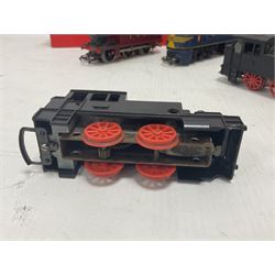 Hornby/Tri-Ang ‘00’ gauge - nine locomotives to include Britannia Class ‘Britannia’ 4-6-2 no.70000 in BR green; Class M7 4-4-0 Tank no.30027 in BR black; Princess Class ‘Princess Victoria’ 4-6-2 no.46205 in BR black; in original boxes; further loose models Princess Class ‘Princess Elizabeth’ 4-6-2 no.46201 in BR green; Class 3F 0-6-0 tank no.7606 in LMS crimson; TR double ended diesel locomotive; three further tank locomotives and one loose tender (10) 