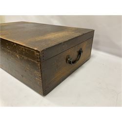 Meccano - original set number ten wooden outfit chest with two lift-out trays