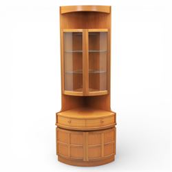 Nathan - 'Squares' corner cabinet, the upper section enclosed by two curved glazed doors w...