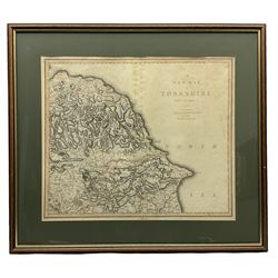 Charles Smith (British 1800-1852): 'A New Map of Yorkshire Divided into Ridings &c', engraved map with hand colouring pub.1818 together with map of plan of city of York max 49cm x 68cm (2) 