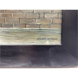 Steven Scholes (Northern British 1952-): 'Bridgewater Canal - Castle Field Manchester 1938', oil on canvas signed, titled verso 30cm x 40cm