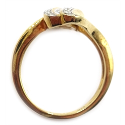  Baguette and round diamond set silver-gilt ring, stamped 925  
