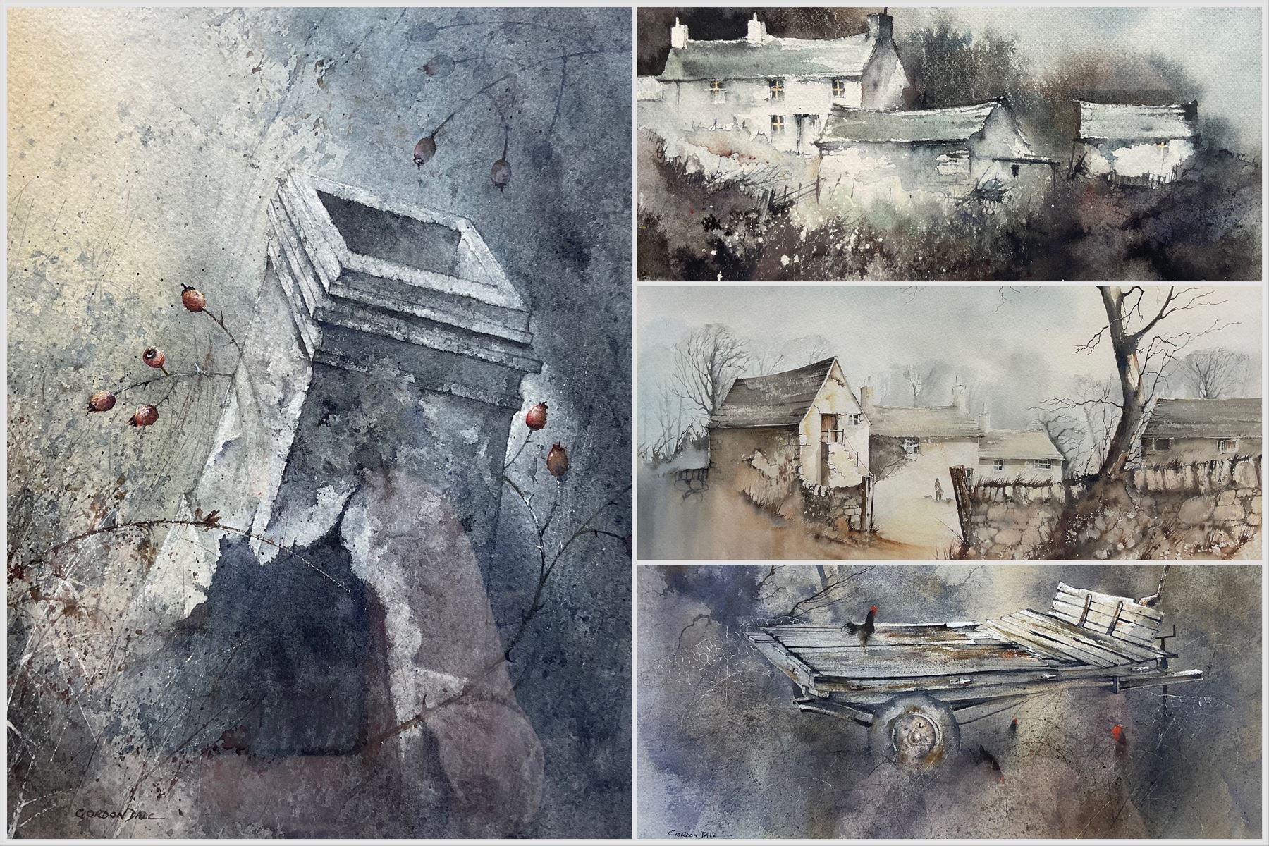 Gordon Dale (British 20th Century): Farmyard Scenes, four watercolours signed, variously titled verso max 33cm x 44cm 