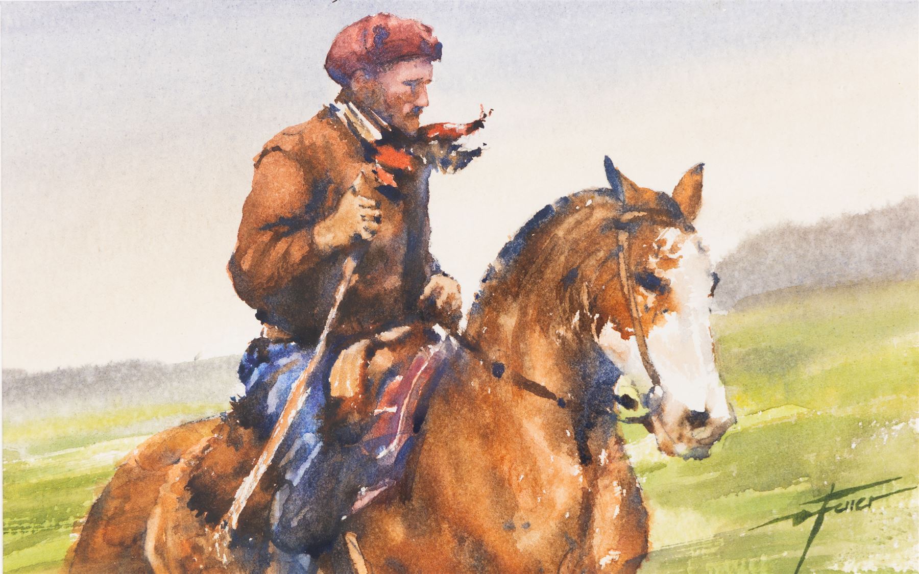 Diego Ferrer (Argentinian Contemporary): Gauchos on Horseback, set of three watercolours signed and variously dated, each approx. 22.5cm x 14.5cm (3) (one unframed)