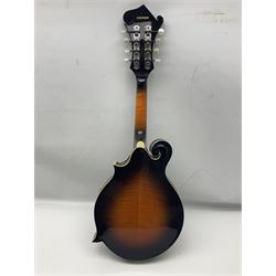 Ashbury F-Model eight-string mandolin, model no.IMF-150 with two-piece maple back and ribs and sunburst top, mother-of-pearl inlay; bears maker's label; L69cm