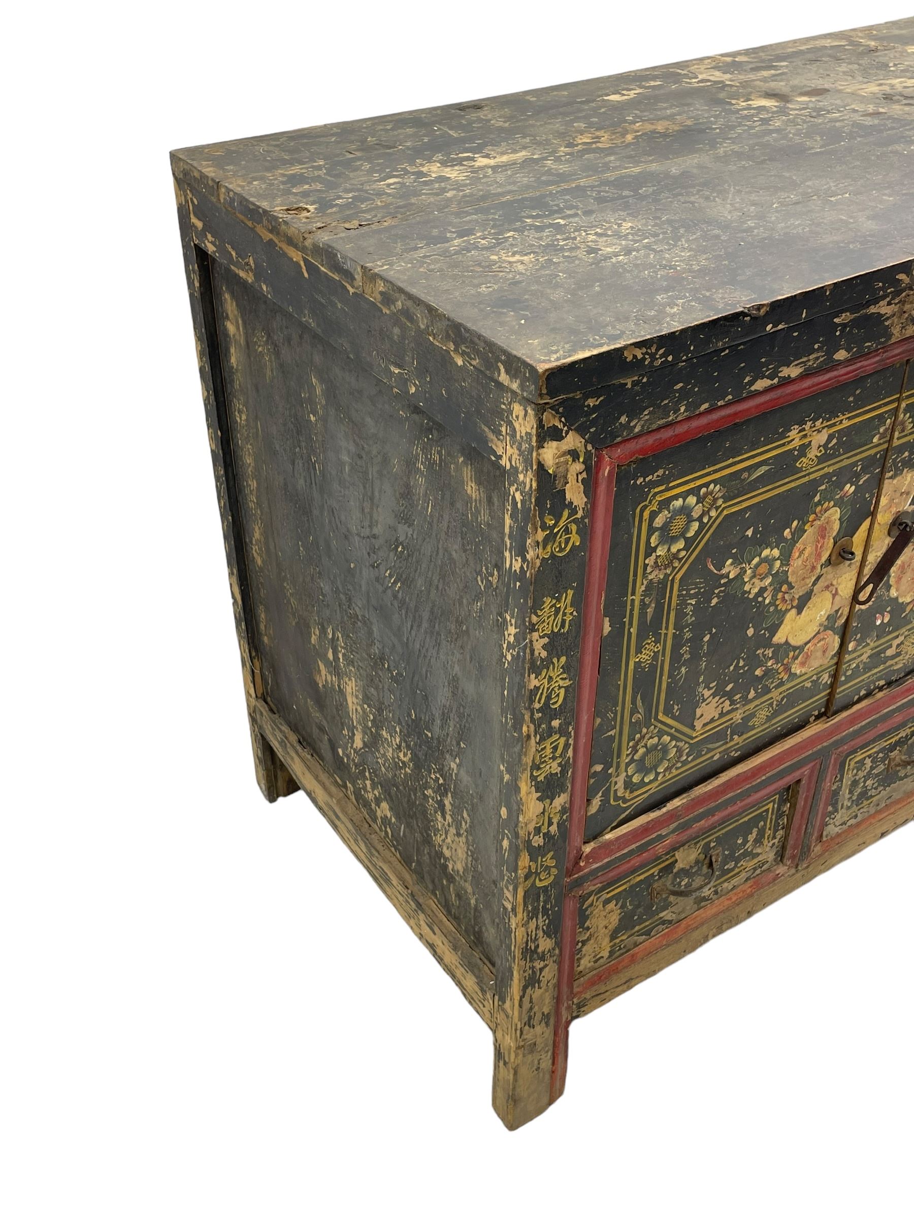 Painted Elm Sideboard From Mongolia 19thC Painted Elm Sideboard From Mongolia 19thC