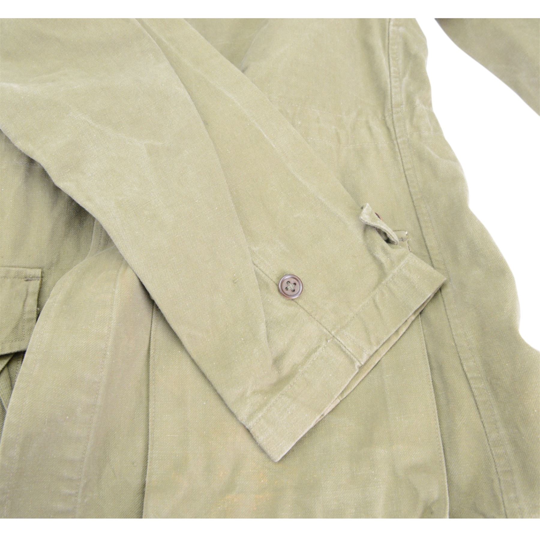 Algerian War French M47 combat tunic and trousers, the tunic marked G. Lellouche Alger 46 inside the collar, the trousers marked 25 U.T.A.H 