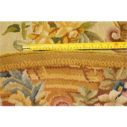 20th century French Aubusson style circular carpet, cream ground of Savonnerie design with scrolling floral and scallop motifs