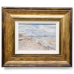 Ian Norris (British 1960-): Beachscape, oil on board signed, inscribed verso 14cm x 19cm