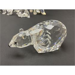 Twenty nine Swarovski Crystal animals, to include koala and baby, in frosted tree branch, elephants, polar bears, squirrel, monkeys, panda, unicorn and snails, etc 