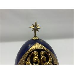 Franklin Mint House of Faberge three collectors eggs, comprising A king is born, We three kings, The flight into Egypt