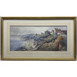 J Porteus (Northern British 19th/20th century): View of Filey, watercolour signed 24cm x 53cm