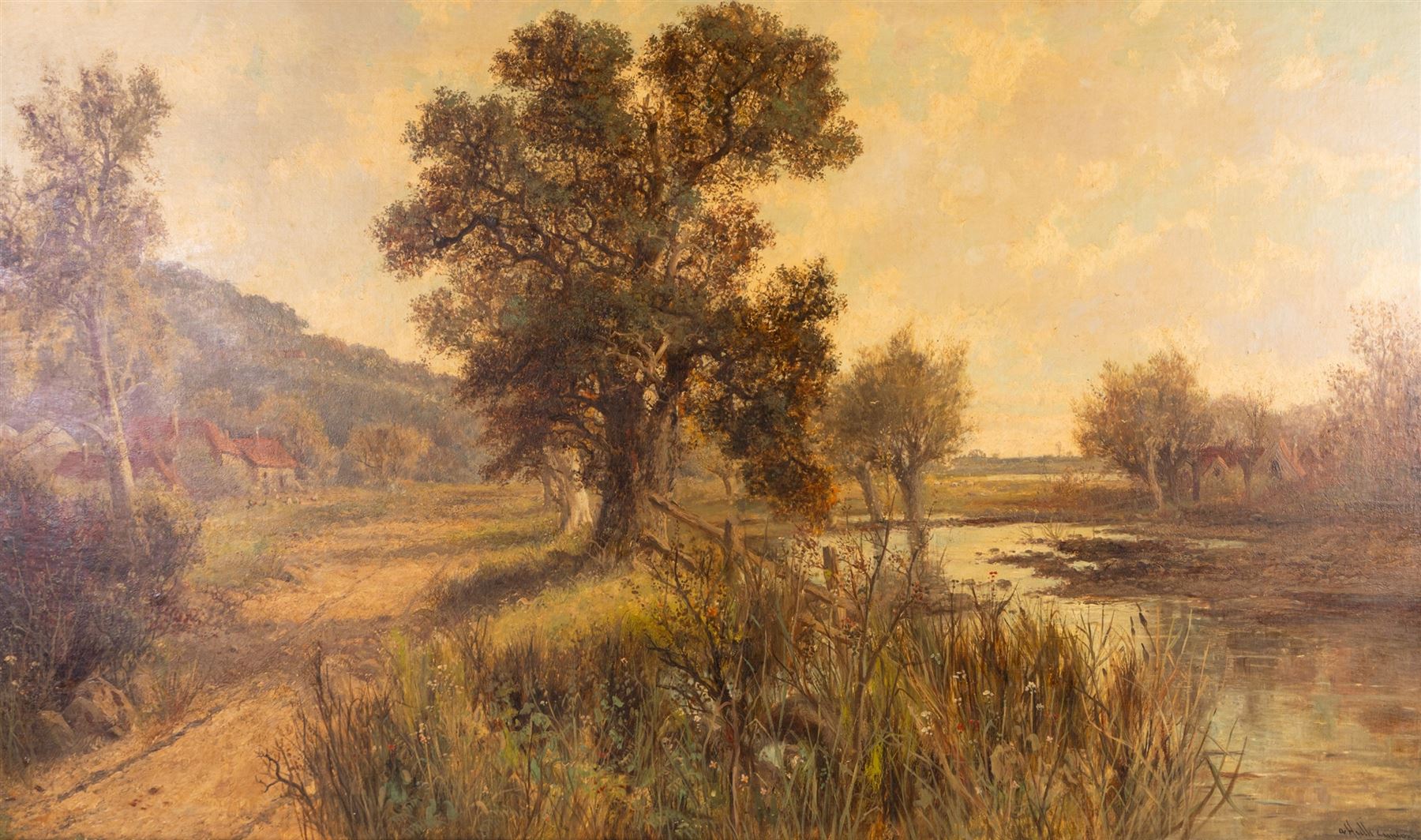 Abraham Hulk Jnr. (British 1844-1922): 'On the Mole - Surrey', oil on canvas signed, titled on the stretcher verso 75cm x 126cm
