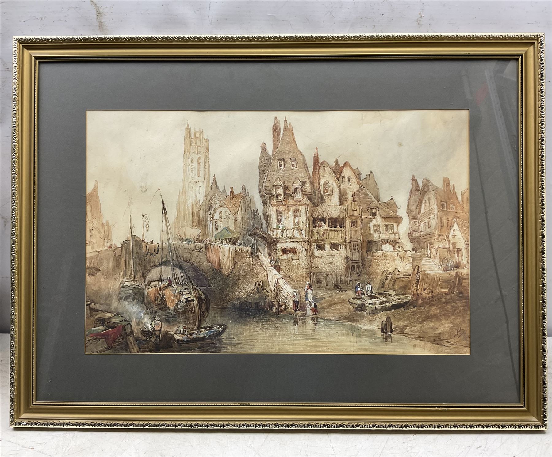 Paul Marny (French/British 1829-1914): Continental Town Scape, watercolour unsigned signed 38cm x 59cm 