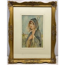 Philip Richard Morris ARA (British 1838-1902): The Young Shepherdess, watercolour signed with monogram 35cm x 23cm