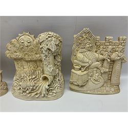 Thirty three Lilliput Lane models from the British collection and paint your own Children's Plaques, to include I am a little teapot, Gnome improvements, Dennis the Dragon, Bill and Ben, The Bobbins etc, some with boxes and deeds 