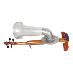 Early 20th century Stroviols Popular Model violin, with four strings and single aluminium horn