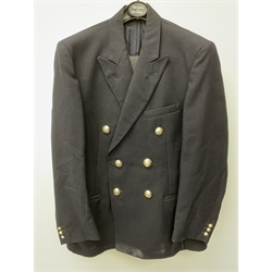 Scots Guards - set of five unframed annotated colour prints depicting the history of their uniform 1899 - 1958, each 20 x 36cm; together with regimental pullover, scarf, tie, shawl, double breasted blazer with Staybrite buttons and trousers